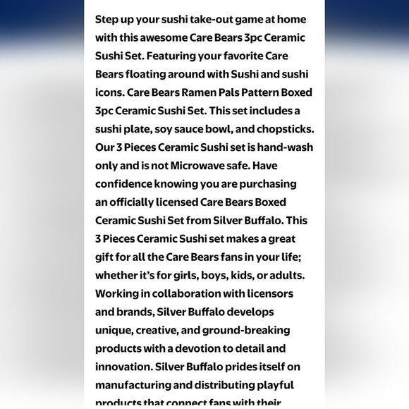 Silver Buffalo X Care Bears Ceramic Sushi Plate Set - Picture 10 of 13